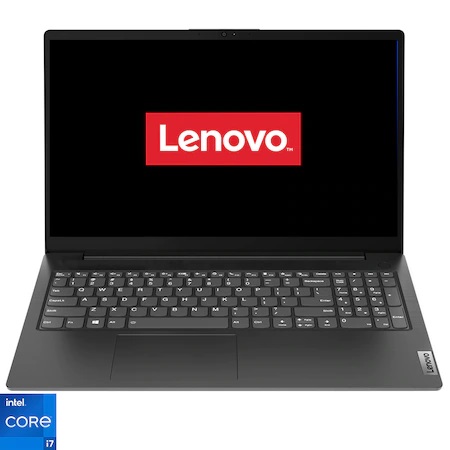 Laptop Lenovo V15 G2 ITL cu procesor Intel Core i7-1165G7, 15.6", Full HD, 8GB, 512GB SSD, Intel Iris Xe Graphics, No OS, Black