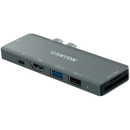 Hub USB Canyon DS-05B 7in1 Gri