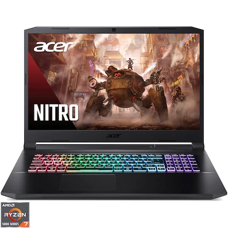 Laptop Gaming Acer Nitro 5 AN517-41 cu procesor AMD Ryzen 7 5800H, 17.3", 360Hz,  Full HD, 16GB, 1TB SSD, NVIDIA® GeForce RTX™ 3080, No OS, Black