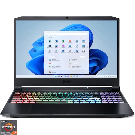 Laptop Gaming Acer 15.6" Nitro 5 AN515-45 cu procesor AMD Ryzen™ 7 5800H, NVIDIA® GeForce RTX™ 3070, Full HD, 144Hz, 16GB, 512GB SSD,  Windows 11 Home, Black
