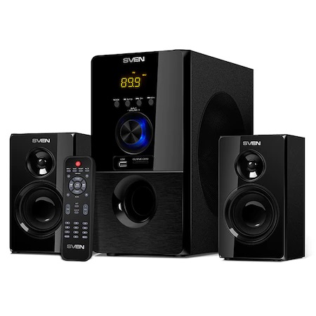 SVEN MS-2050, Sistem audio 2.1, 30W + 2 x 12.5W, Bluetooth, Radio FM, USB, CardSD, Black