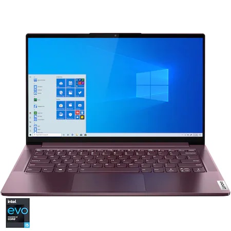 Laptop ultraportabil Lenovo Yoga Slim 7 14ITL05 cu procesor Intel Core i5-1135G7 pana la 4.20 GHz, 14", Full HD, IPS, 8GB, 512GB SSD, Intel Iris Xe Graphics, Windows 10 Home, Orchid
