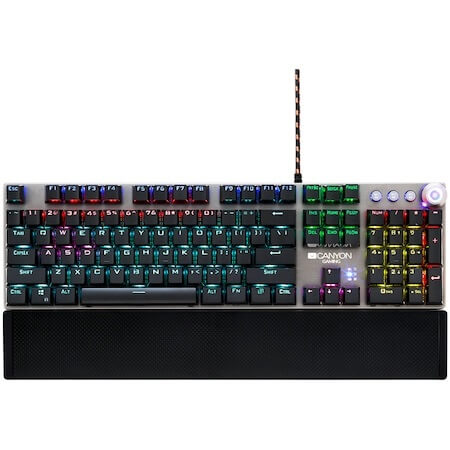 Tastatura Gaming Canyon Nightfall, RGB, US, Gri