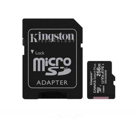 Card de memorie Kingston MicroSDXC Canvas Select Plus, 256GB, 100MB/s, + Adaptor SD